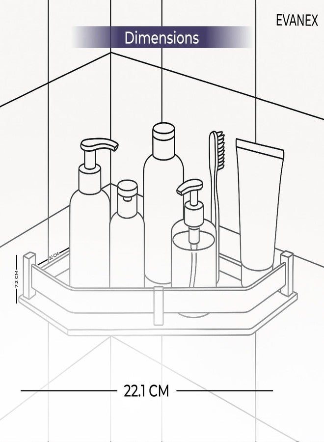 EVANEX Corner Shelf for Bathroom | 12x12 Inch Corner Shelves | 304 Stainless Steel Bathroom Storage Organizer | Wall Storage Shelf | Kitchen Shelves | Bathroom Accessories Set - Image 5